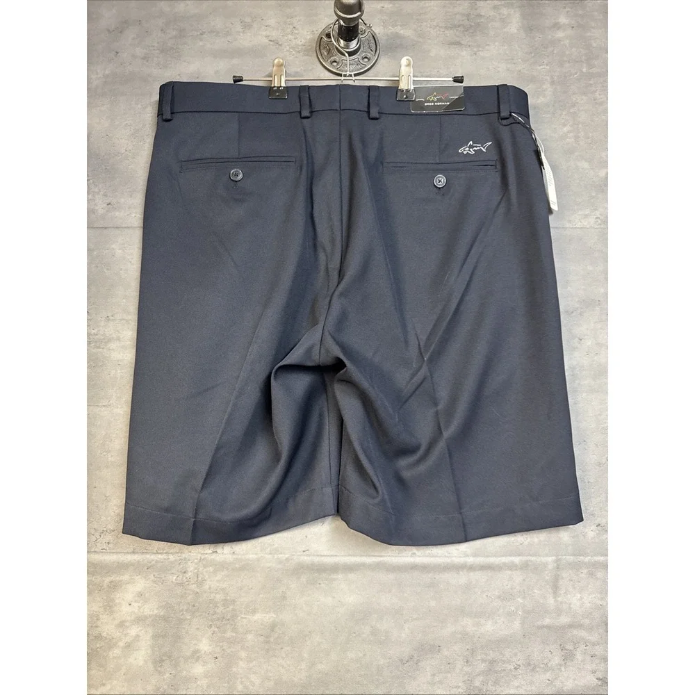NWT Greg Norman navy blue performance golf shorts Flat Front Smooth Fabric S36